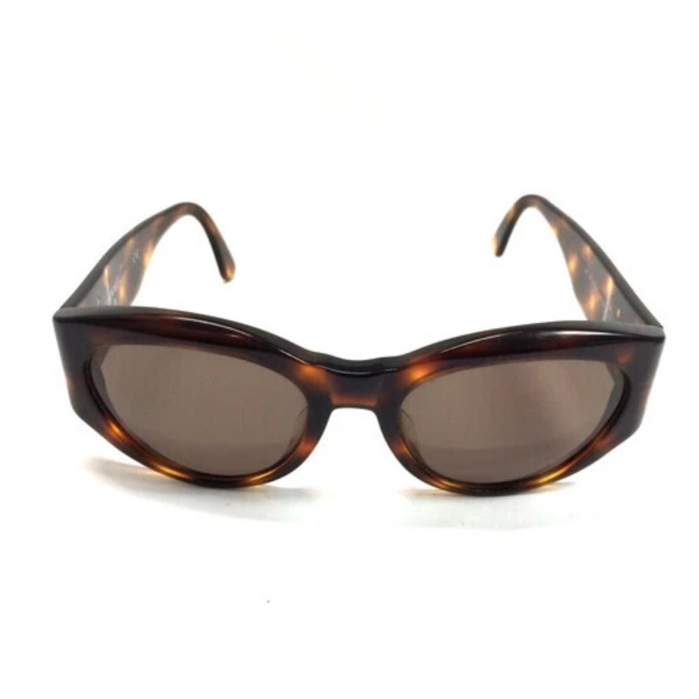 Auth CHANEL Havana Gold Tortoise Shell Sunglasses Gold CC Oval Cat eye 04152 - Picture 5 of 8
